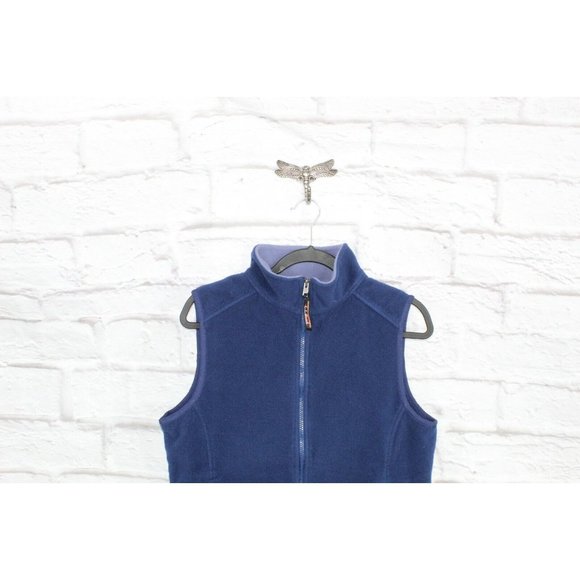 LL Bean Blue 100% Polyester Fleece Zip Up Vest Size M - Picture 2 of 9